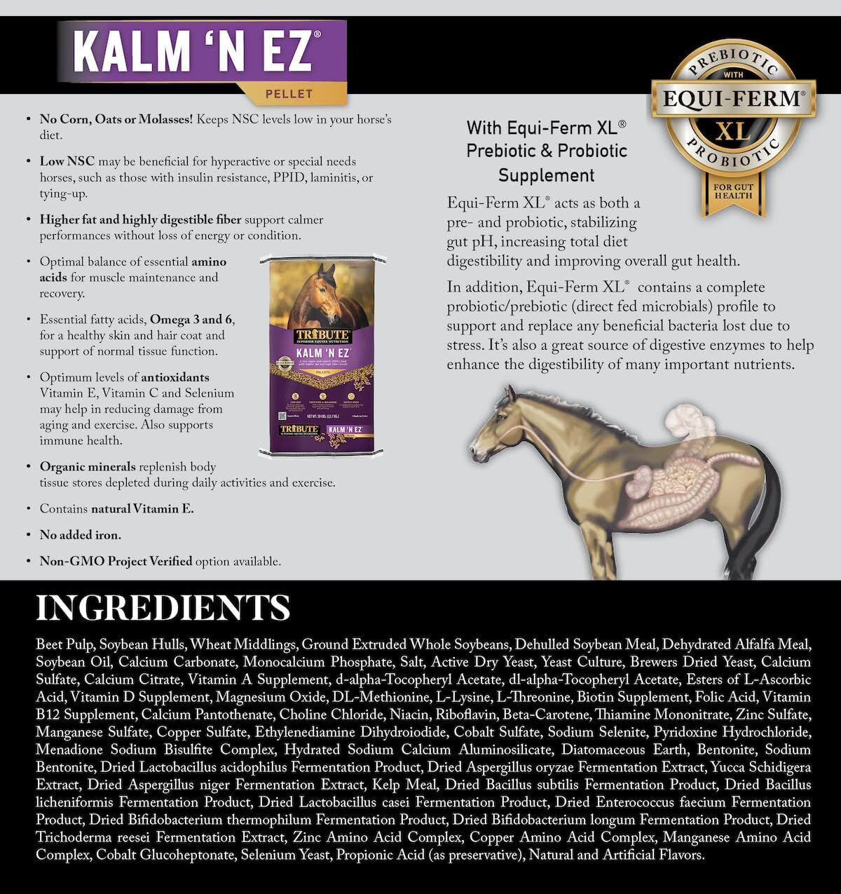 Tribute Kalm 'N EZ Pelleted Horse Feed 50 lb