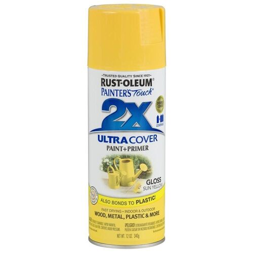 Painter's Touch 2X Ultra Cover Paint + Primer Spray Paint in Gloss Sun Yellow - 12 oz