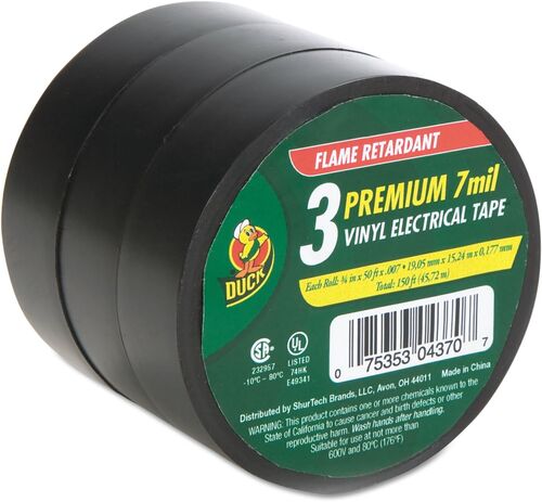 3-Pack Premium Vinyl Electrical Tape - 3/4" x 50' 