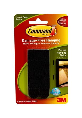 Command Black Large Picture Hanging Strips 4 Pack