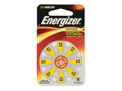 EZ Turn & Lock AZ10-DP Size 10 Yellow Hearing Aid Batteries - 8 Count Blister Pack