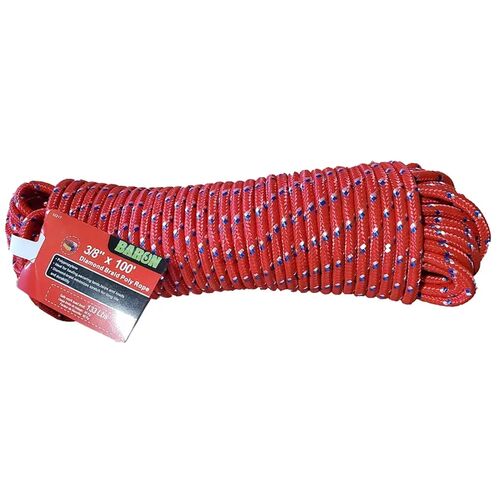 3/8" x 100' Diamond Braid Poly Rope - Assorted
