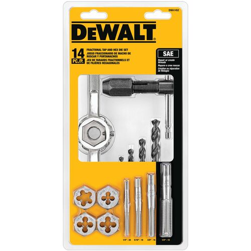 Fractional Tap and Large Hex Die Set - 14-Piece