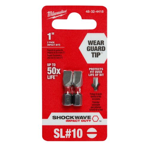1" SHOCKWAVE Impact Slotted Bits 2-Pack - SL 1/4" #10
