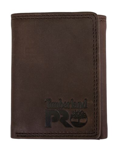 Men's Dark Brown Leather RFID Trifold Wallet With ID Window Wallet