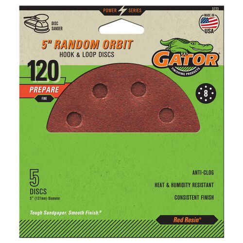 5" Random Orbit Hook & Loop Sanding Discs 5-Pack - 120 Grit