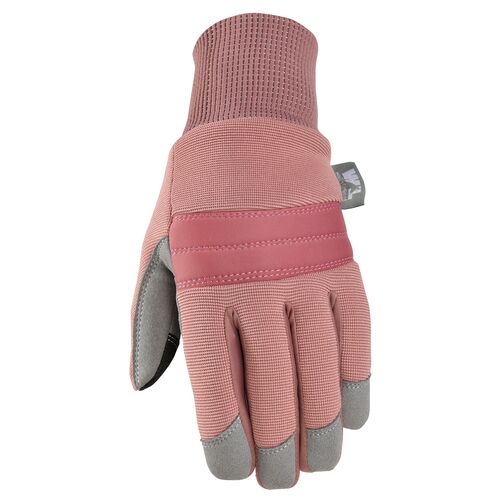Women's Slip-on Warm Fleece-Lined Synthetic Leather Palm Winter Gloves