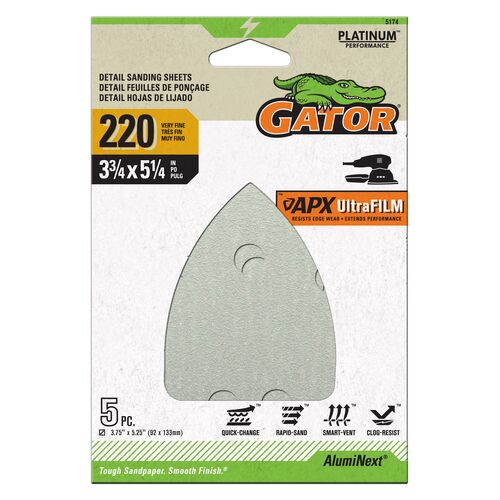 Mouse Sander Detail Sanding AlumiNext Sheets 5-Pack - 220 Grit
