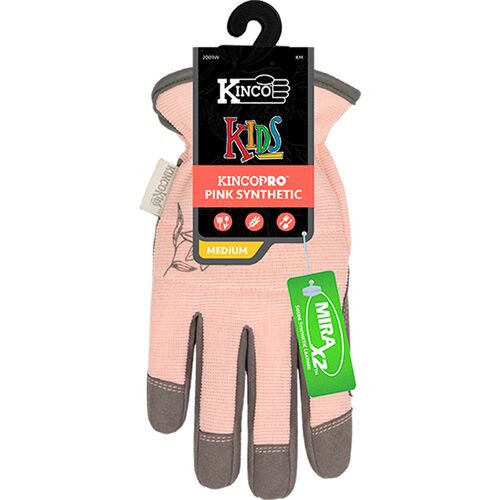 Kids' Pro Synthetic Suede Leather Gloves in Pink - M