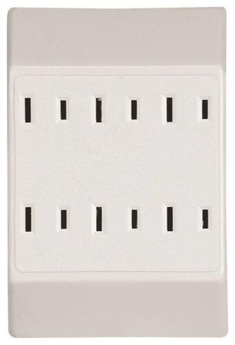 Non-Grounding Outlet Adapter 125 V 6 Outlet 2 Wire Ivory