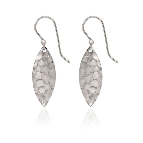 Hammered Football Earrings in Silver