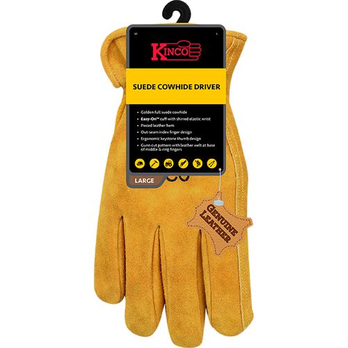Men's Unlined Suede Cowhide Leather Driver Gloves