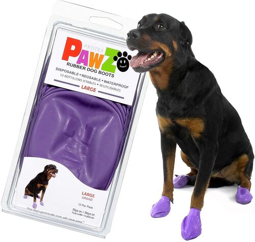 Natural Rubber Dog Boots Large in Purple