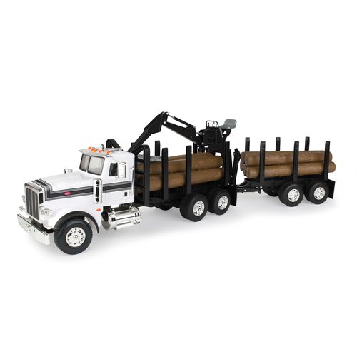 Big Farm Peterbilt 1:16 Scale Model 367 Logging Truck with Pup Trailer and Logs