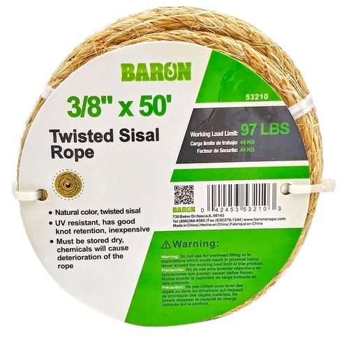 Sisal Twisted Rope - 3/8" x 50'