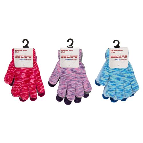 Kids Assorted Multi Yarn Magic Gloves - 3pk