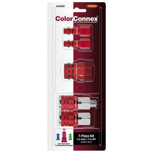 Color Connex Type D 7 Piece 1/4 in. Red Coupler and Plug Kit