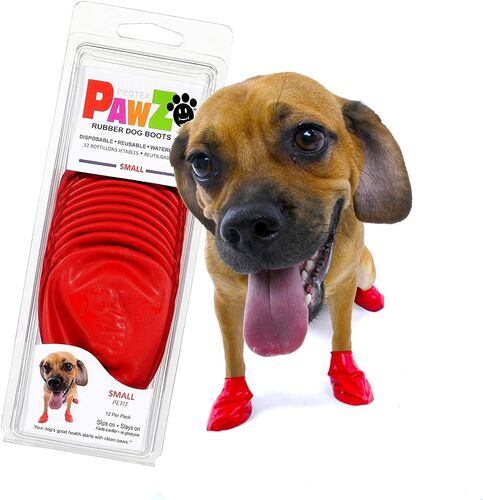 Rubber Dog Boots Small in Red