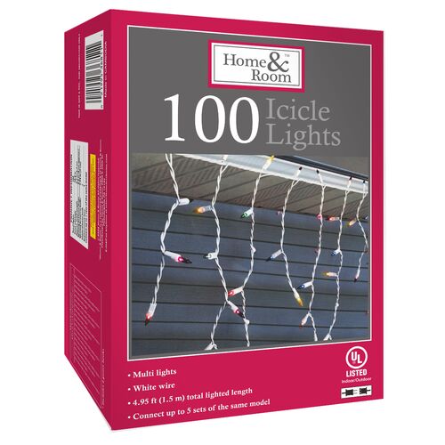 Home & Room 100-Count Icicle Lights in Multi