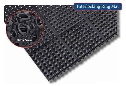 Interlocking Rubber Ring Mat - 3x3 Foot x 1/2 Inch