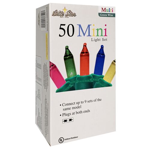 50-Count Mini Light Set in Multi/Green Wire