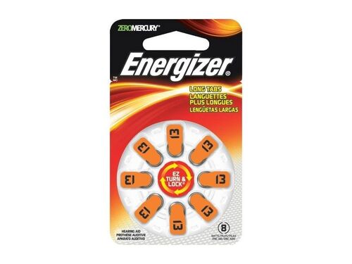 EZ Turn & Lock AZ13-DP (8PK) Size 13 Orange Hearing Aid Batteries - 8 Count