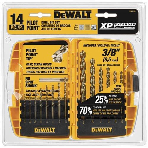 Dewalt 14 Piece Cobalt Pilot Point Twist Drill Bit Set