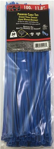 11.8" Standard Duty Cable Ties in Blue - 100/pk