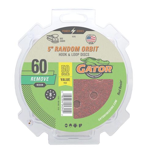 5" Random Orbit Hook & Loop Sanding Discs 50-Pack - 60 Grit