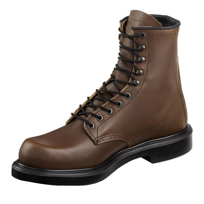 Men's 8'' Brown Plain Toe Boots