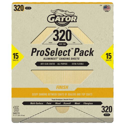 9" x 11" ProSelect Pack AlumiNext Sanding Sheets 15-Pack - 320 Grit