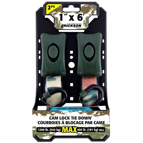 1" x 6' - 1,200 Lb Cam Lock Tie-Down, 2 Pack