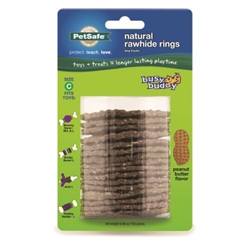 Busy Buddy Refill Ring Dog Treats - Natural Rawhide Peanut Butter Flavored - Size C