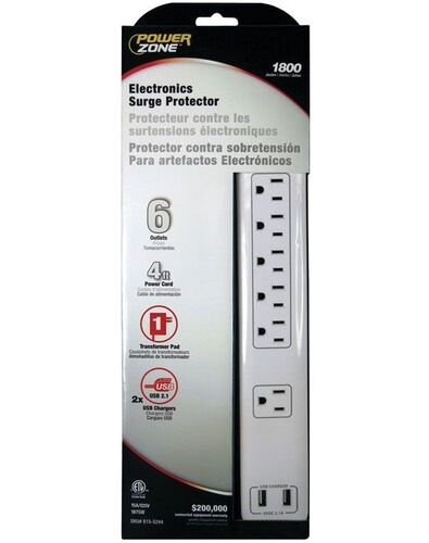 6-Outlet 15 A Surge Protector Power Strip