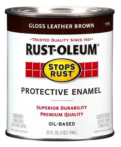 Stops Rust Protective Enamel Paint in Gloss Leather Brown - 1 Quart
