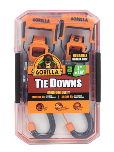 1"x 16' 3300 lb Ratchet Strap 2-Pack
