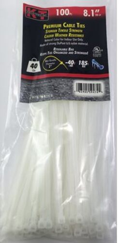 8.1" Light Duty Cable Ties in Natural - 100/pk