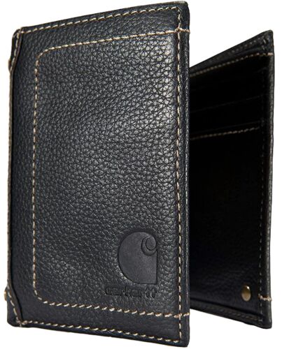 Leather Trifold Wallet in Black