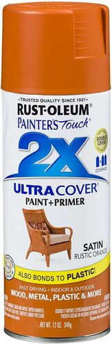 12 Oz 2X Satin Rustic Orange Spray Paint and Primer