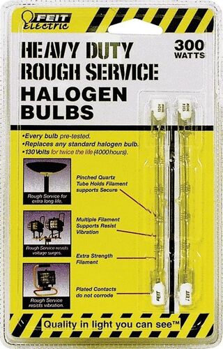 2 Pack 300 Watt T3 Rough Service Halogen Bulb