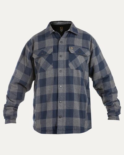 Men's Fleece Lined Flannel Shirt Jacket in Navy Buffalo Plaid