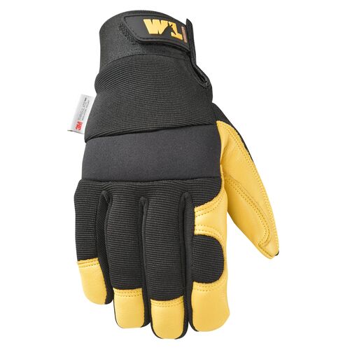 Men's Grain Cowhide Leather Hybrid Winter Gloves