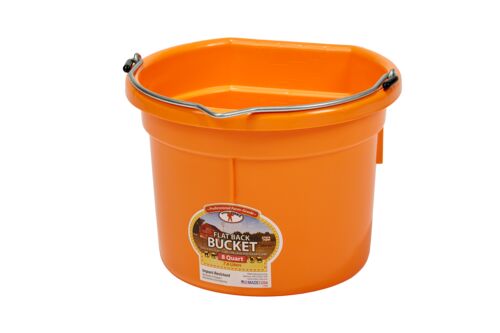 8 Quart Flat Back Plastic Bucket in Orange
