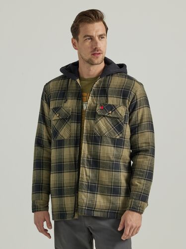 Men's Riggs Workwear Hooded Flannel Work Jacket in Green