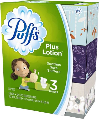 Plus Lotion 124 Count Facial Tissues - 3 Pack