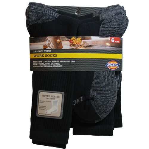Men's Dri-Tech Sz 6 to 12 Quarter Socks 6-Pack
