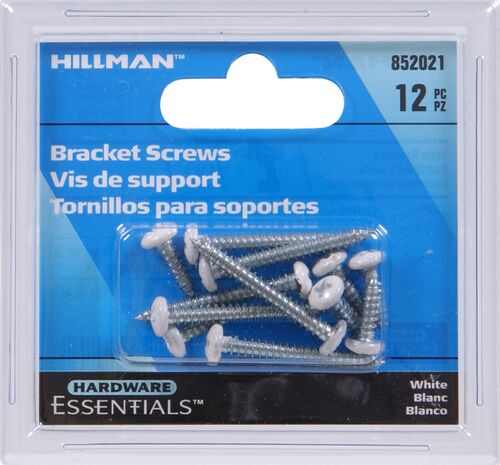 Hardware Essentials Shelf Bracket Screw in White - 7x1/2" & 1-1/4"