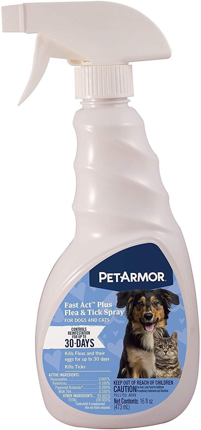 PetArmor Fast Act Plus Flea and Tick Dog Cat Spray 16 oz