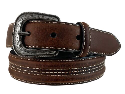 Boy's 1-1/4" Top Grain Leather Belt in Silver/Brown