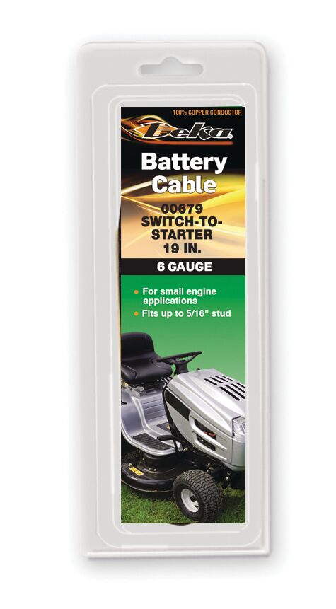 Lawn and Garden Battery Cable 6 Gauge 19" Black